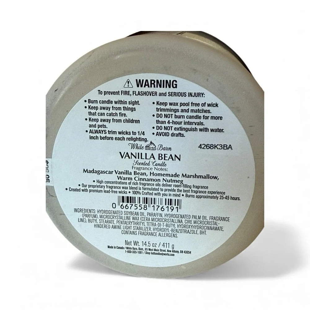 Bath & Body Works VANILLA Set 3-Wick Scented Candle +‎ Body Spray 8oz